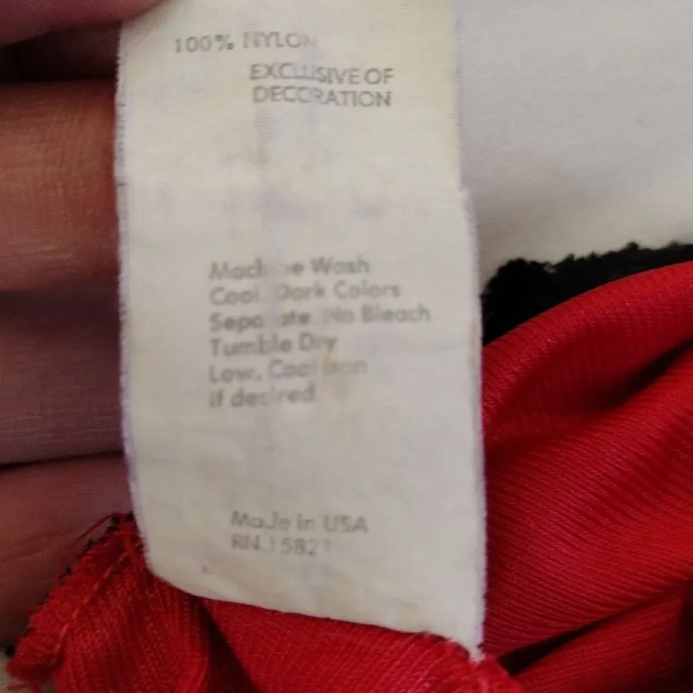 VTG 60s USA Red Black Nylon Scoop Neck Babydoll Lingerie Slip Small RARE - Picture 15 of 16
